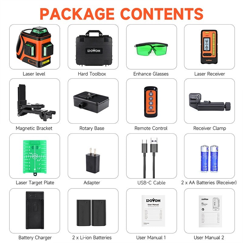 Outdoor Laser Level With Receiver- Dovoh H3-360G-KIT