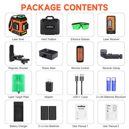 Outdoor Laser Level With Receiver- Dovoh H3-360G-KIT
